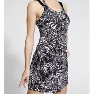 Athleta Mindelo Swim Dress Zebra Leaf Black & White 34 B/C